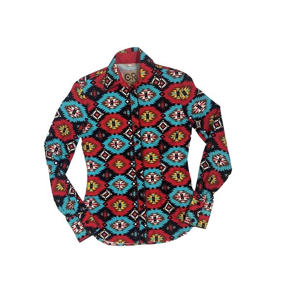 CR Ranch Wear Southwestern Button Up Long Sleeve Shirt Women's XXS Western Aztec - Picture 4 of 11